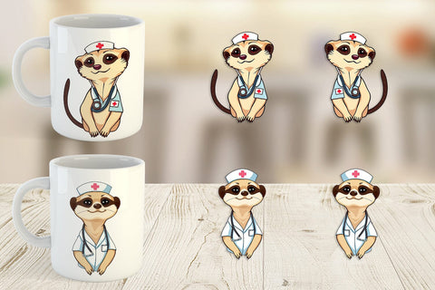 Mug Wrap Nurse Meerkat Sublimation artnoy 