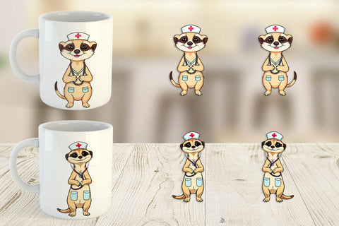 Mug Wrap Nurse Meerkat Sublimation artnoy 