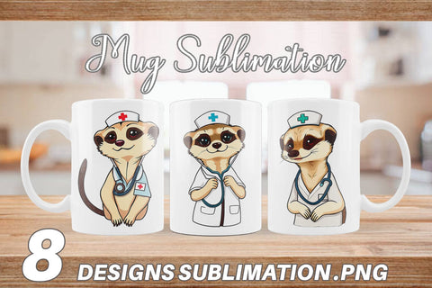 Mug Wrap Nurse Meerkat Sublimation artnoy 