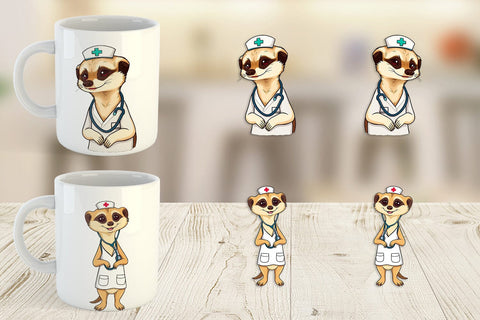 Mug Wrap Nurse Meerkat Sublimation artnoy 