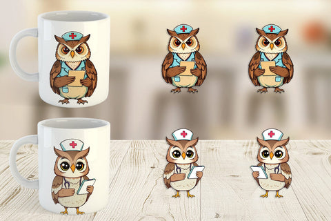 Mug Wrap Nurse Owl Sublimation artnoy 