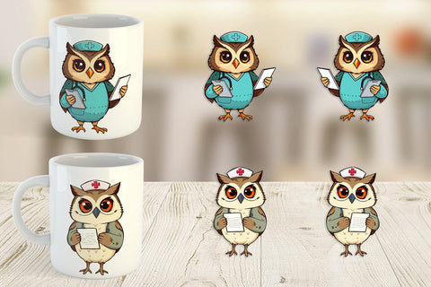 Mug Wrap Nurse Owl Sublimation artnoy 