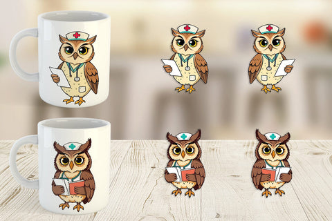 Mug Wrap Nurse Owl Sublimation artnoy 