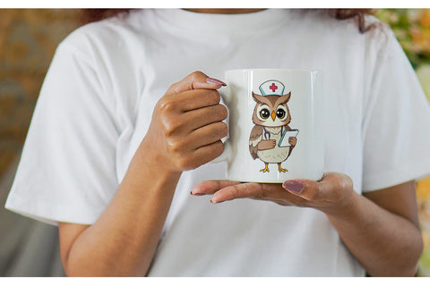 Mug Wrap Nurse Owl Sublimation artnoy 