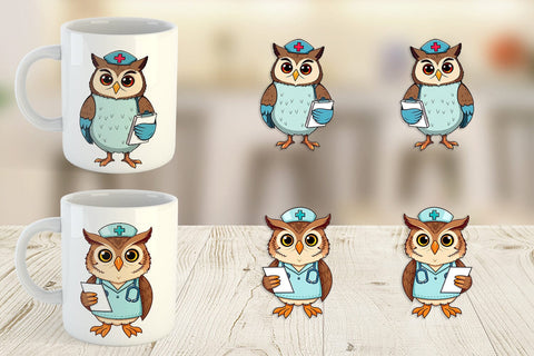 Mug Wrap Nurse Owl Sublimation artnoy 