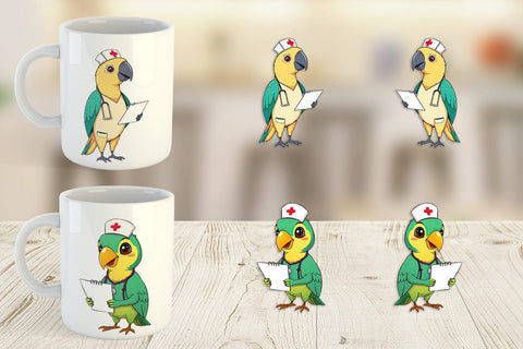 Mug Wrap Nurse Parrot Sublimation artnoy 
