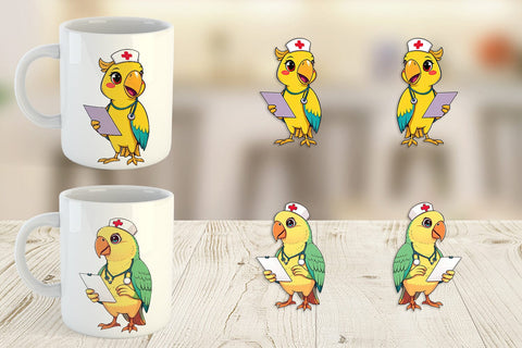 Mug Wrap Nurse Parrot Sublimation artnoy 