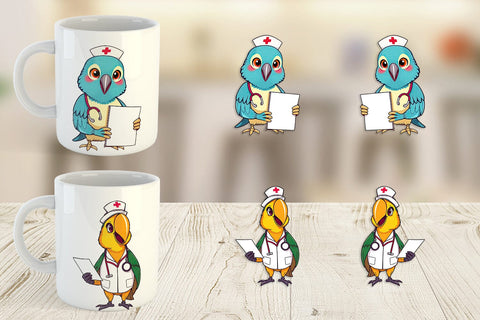 Mug Wrap Nurse Parrot Sublimation artnoy 