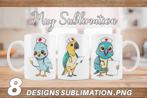 Mug Wrap Nurse Parrot Sublimation artnoy 