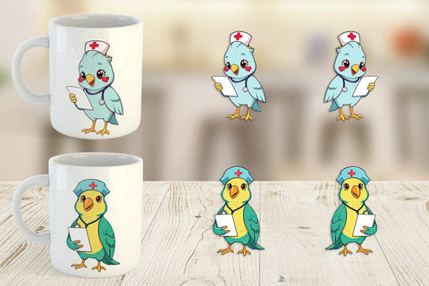 Mug Wrap Nurse Parrot Sublimation artnoy 