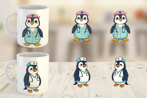 Mug Wrap Nurse Penguin Sublimation artnoy 