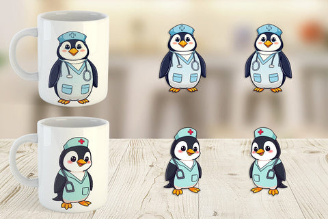 Mug Wrap Nurse Penguin Sublimation artnoy 