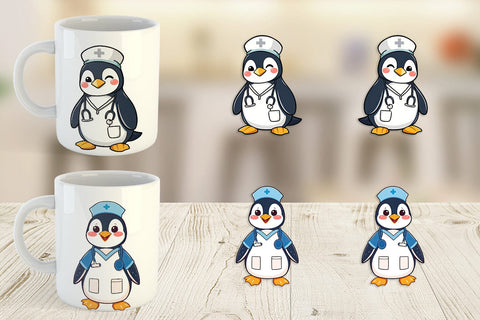 Mug Wrap Nurse Penguin Sublimation artnoy 