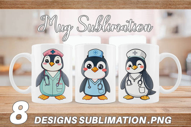 Mug Wrap Nurse Penguin Sublimation artnoy 