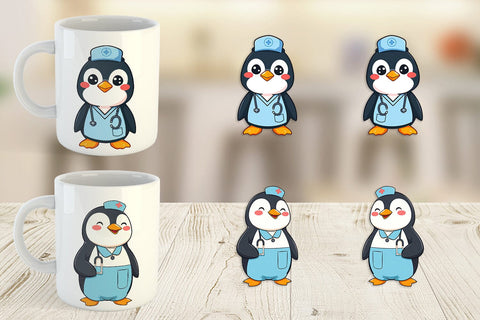 Mug Wrap Nurse Penguin Sublimation artnoy 
