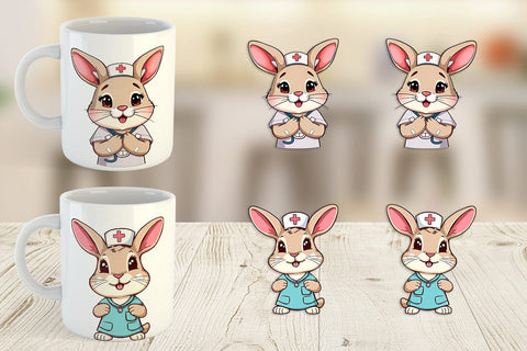 Mug Wrap Nurse Rabbit Sublimation artnoy 