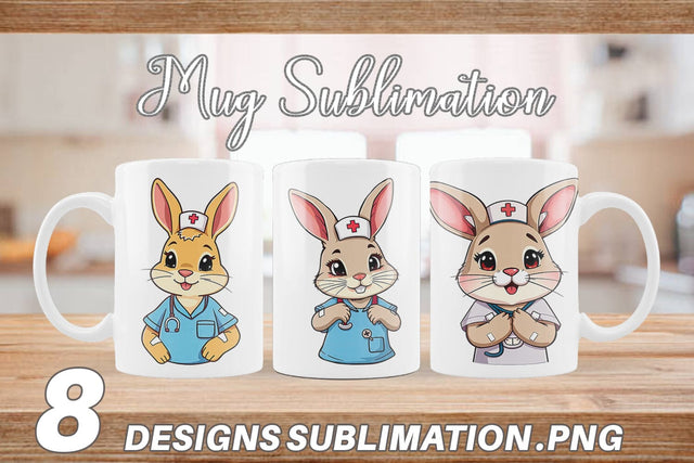 Mug Wrap Nurse Rabbit Sublimation artnoy 