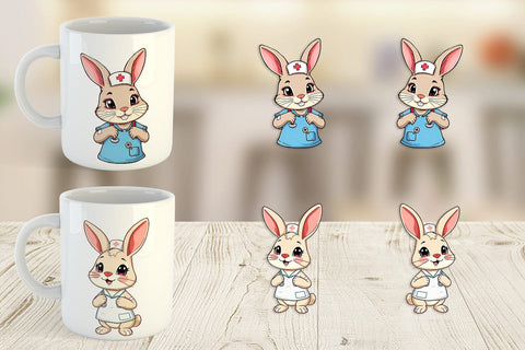 Mug Wrap Nurse Rabbit Sublimation artnoy 