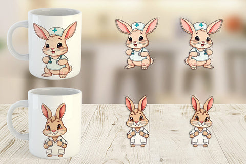 Mug Wrap Nurse Rabbit Sublimation artnoy 