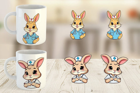 Mug Wrap Nurse Rabbit Sublimation artnoy 