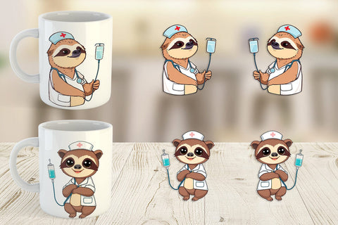 Mug Wrap Nurse Sloth Sublimation artnoy 