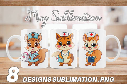 Mug Wrap Nurse Squirrel Sublimation artnoy 
