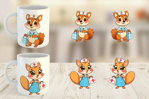 Mug Wrap Nurse Squirrel Sublimation artnoy 