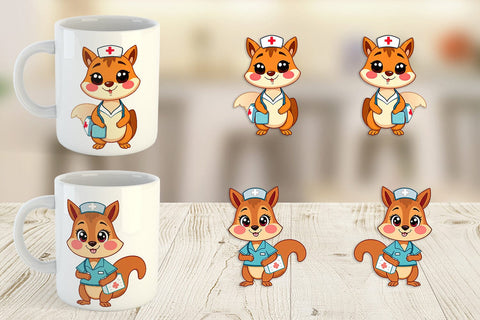 Mug Wrap Nurse Squirrel Sublimation artnoy 