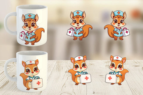 Mug Wrap Nurse Squirrel Sublimation artnoy 