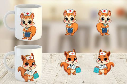 Mug Wrap Nurse Squirrel Sublimation artnoy 