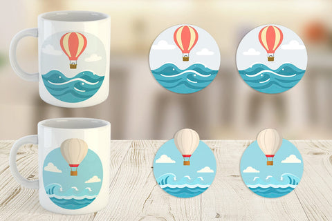Mug Wrap Ocean Hot Air Balloon Sublimation artnoy 