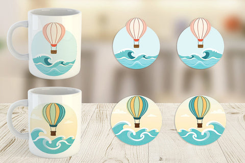 Mug Wrap Ocean Hot Air Balloon Sublimation artnoy 