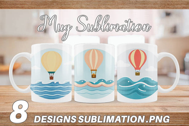 Mug Wrap Ocean Hot Air Balloon Sublimation artnoy 