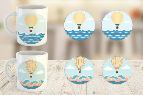 Mug Wrap Ocean Hot Air Balloon Sublimation artnoy 