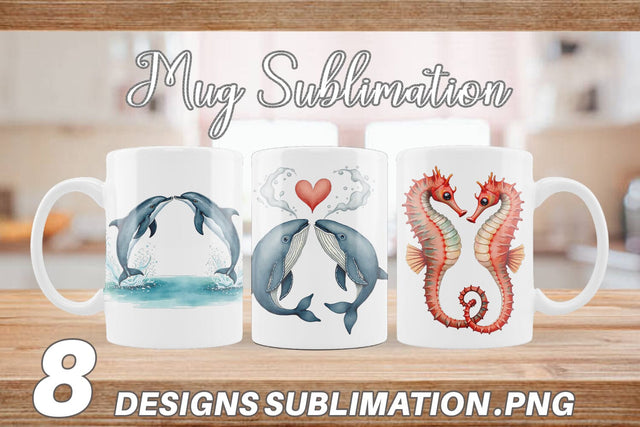 Mug Wrap Oceanic Embrace Watercolor Lovers Sublimation artnoy 