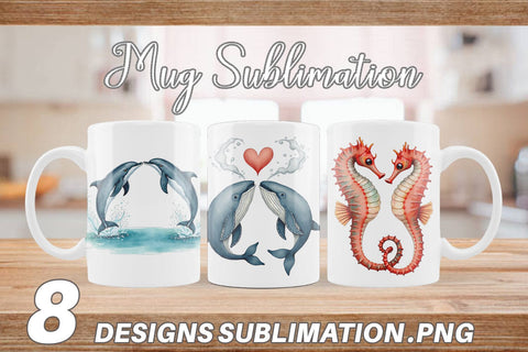 Mug Wrap Oceanic Embrace Watercolor Lovers Sublimation artnoy 