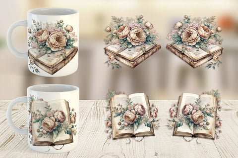 Mug Wrap Old Books Sublimation artnoy 