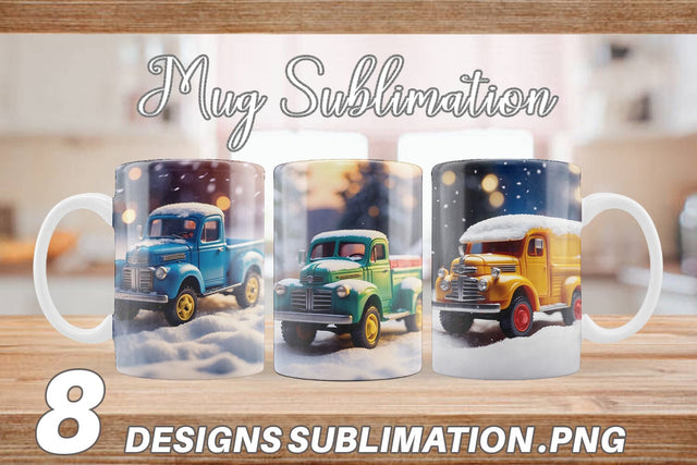Mug Wrap Old truck Christmas Sublimation artnoy 