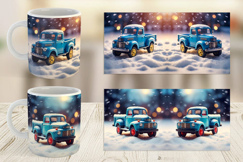 Mug Wrap Old truck Christmas Sublimation artnoy 