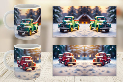 Mug Wrap Old truck Christmas Sublimation artnoy 