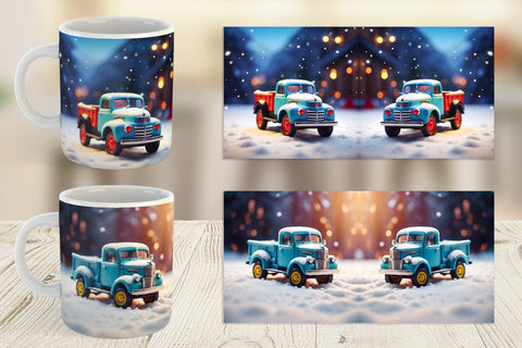 Mug Wrap Old truck Christmas Sublimation artnoy 