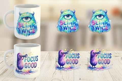 Mug Wrap One Eyed Monster Wisdom Quotes Sublimation artnoy 