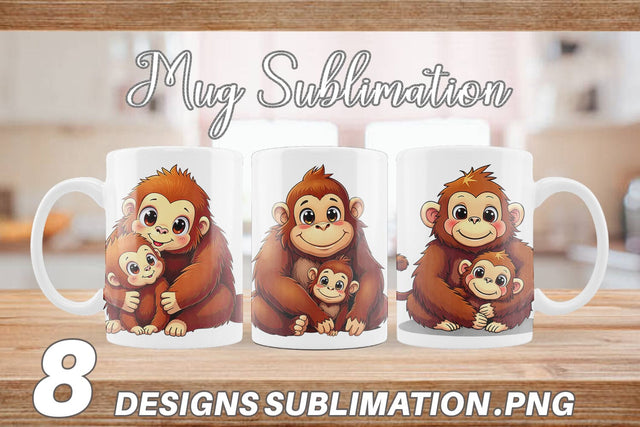Mug Wrap Orangutan Mother's Day Sublimation artnoy 