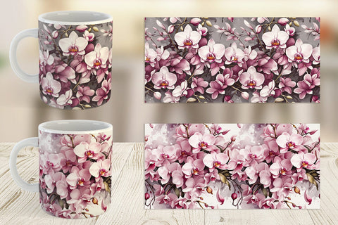 Mug Wrap Orchid Pattern Sublimation artnoy 