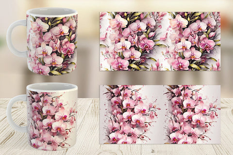 Mug Wrap Orchid Pattern Sublimation artnoy 