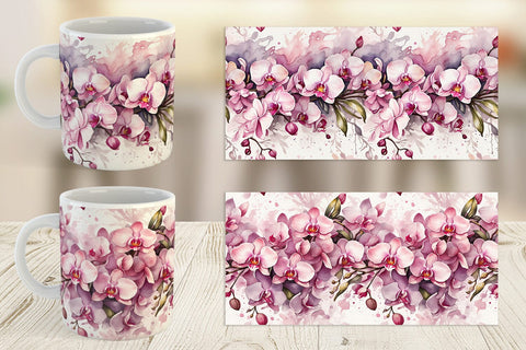 Mug Wrap Orchid Pattern Sublimation artnoy 