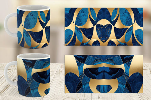 Mug Wrap Organic Blue Gold Sublimation artnoy 