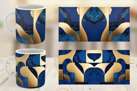 Mug Wrap Organic Blue Gold Sublimation artnoy 
