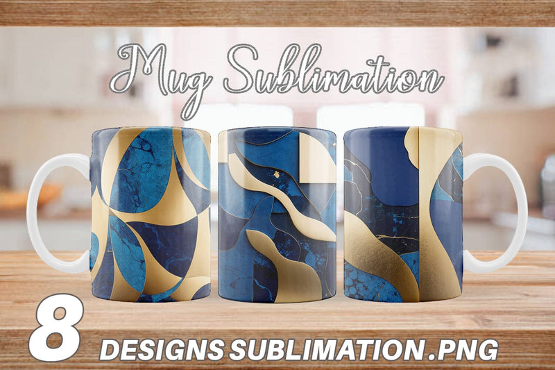 Mug Wrap Organic Blue Gold Sublimation artnoy 