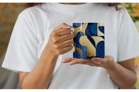 Mug Wrap Organic Blue Gold Sublimation artnoy 